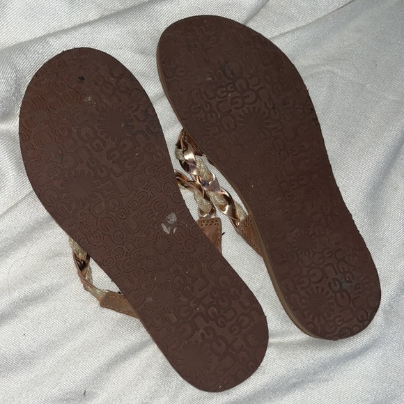 Ugg Leather Braided Metallic Flip Flops 🌵7 - Picture 3 of 3
